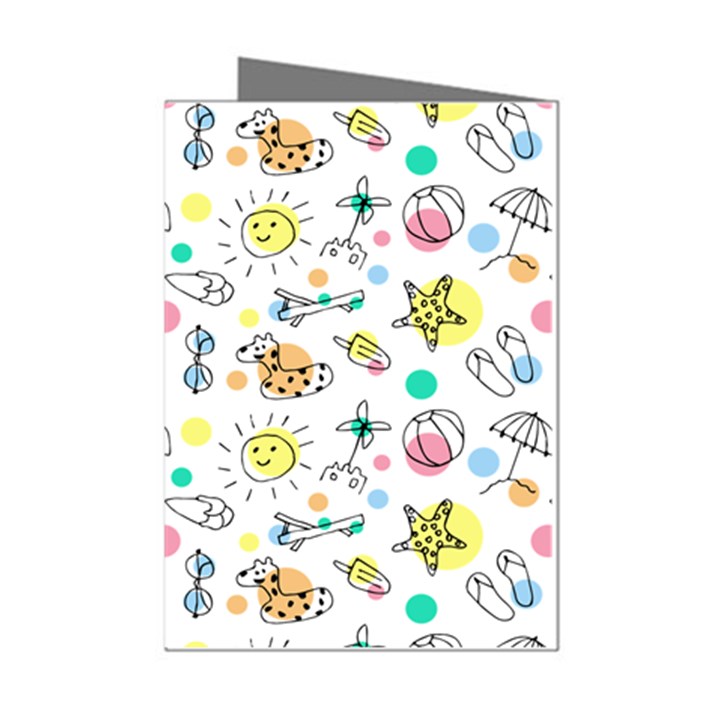 Summer Pattern Colorful Drawing Doodle Mini Greeting Cards (Pkg of 8)