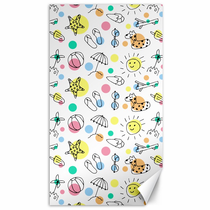 Summer Pattern Colorful Drawing Doodle Canvas 40  x 72 