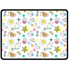 Summer Pattern Colorful Drawing Doodle Fleece Blanket (large)  by danenraven