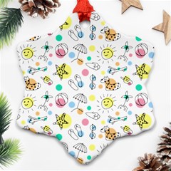 Summer Pattern Colorful Drawing Doodle Ornament (snowflake) by danenraven