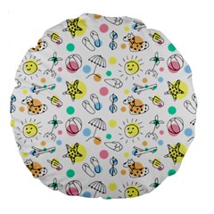 Summer Pattern Colorful Drawing Doodle Large 18  Premium Round Cushions by danenraven