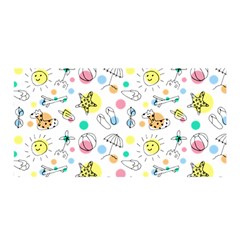 Summer Pattern Colorful Drawing Doodle Satin Wrap 35  X 70  by danenraven