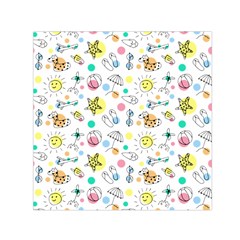 Summer Pattern Colorful Drawing Doodle Square Satin Scarf (30  X 30 ) by danenraven