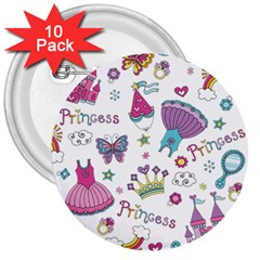 Princess Element Background Material 3  Buttons (10 Pack)  by danenraven