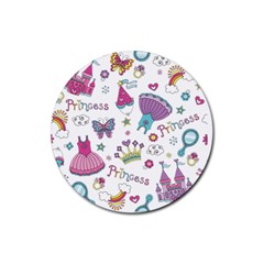 Princess Element Background Material Rubber Round Coaster (4 Pack) by danenraven