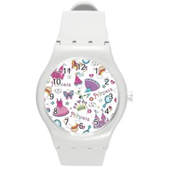 Princess Element Background Material Round Plastic Sport Watch (m) by danenraven