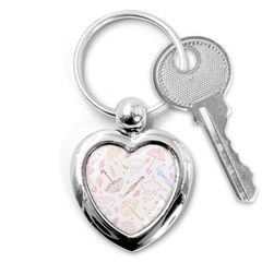 Weather Umbrella Rain Cloud Seamless Doodle Pattern Key Chain (heart) by danenraven