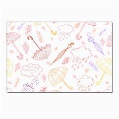 Weather Umbrella Rain Cloud Seamless Doodle Pattern Postcard 4 x 6  (pkg Of 10)