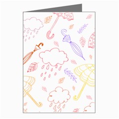 Weather Umbrella Rain Cloud Seamless Doodle Pattern Greeting Card by danenraven