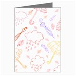 Weather Umbrella Rain Cloud Seamless Doodle Pattern Greeting Card Left