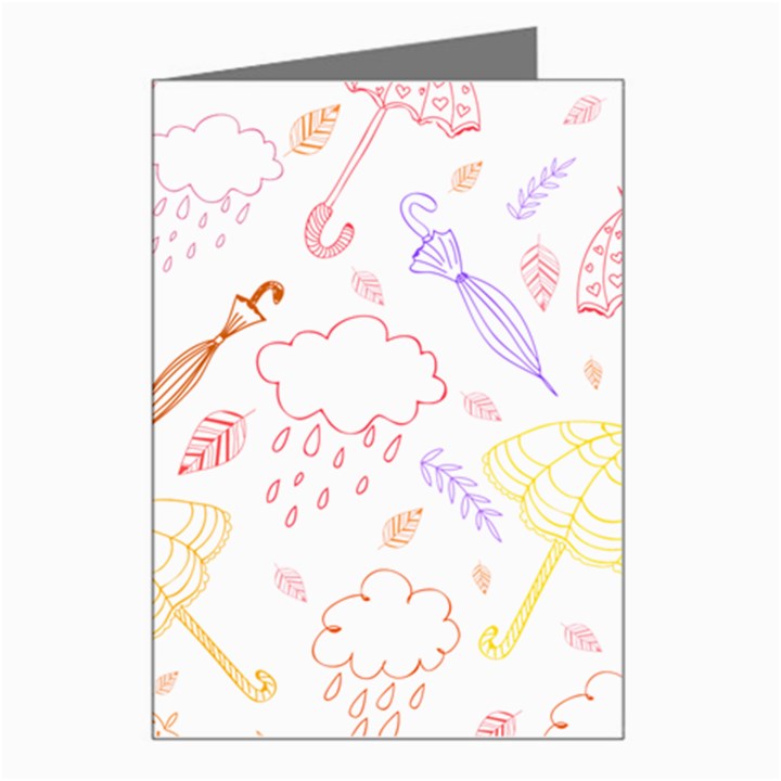 Weather Umbrella Rain Cloud Seamless Doodle Pattern Greeting Card