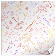 Weather Umbrella Rain Cloud Seamless Doodle Pattern Canvas 16  X 16  by danenraven