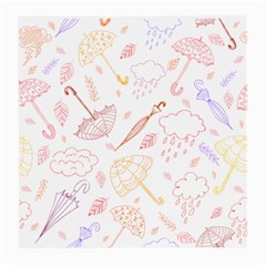 Weather Umbrella Rain Cloud Seamless Doodle Pattern Medium Glasses Cloth by danenraven