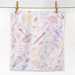 Weather Umbrella Rain Cloud Seamless Doodle Pattern Face Towel by danenraven