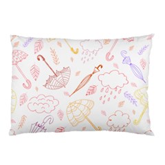 Weather Umbrella Rain Cloud Seamless Doodle Pattern Pillow Case by danenraven