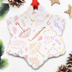 Weather Umbrella Rain Cloud Seamless Doodle Pattern Ornament (snowflake) by danenraven