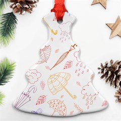 Weather Umbrella Rain Cloud Seamless Doodle Pattern Ornament (christmas Tree)  by danenraven