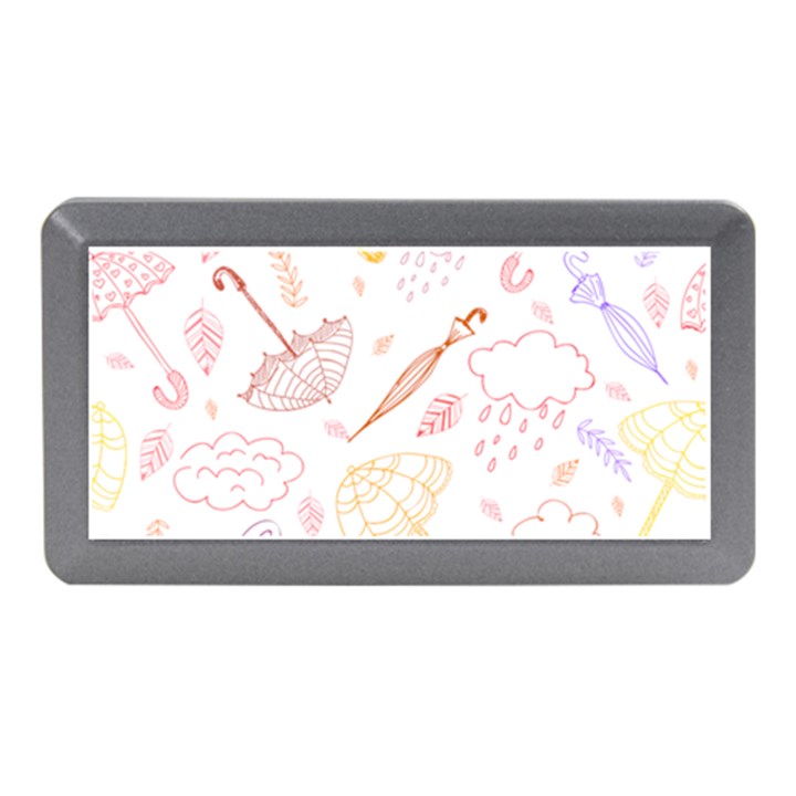 Weather Umbrella Rain Cloud Seamless Doodle Pattern Memory Card Reader (Mini)