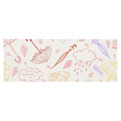 Weather Umbrella Rain Cloud Seamless Doodle Pattern Banner And Sign 8  X 3  by danenraven