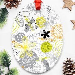 Doodle Flowers Hand Drawing Pattern Ornament (oval) by danenraven