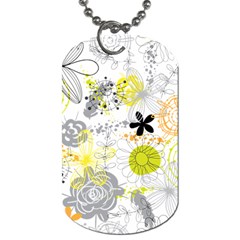 Doodle Flowers Hand Drawing Pattern Dog Tag (one Side) by danenraven