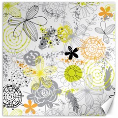 Doodle Flowers Hand Drawing Pattern Canvas 12  X 12  by danenraven