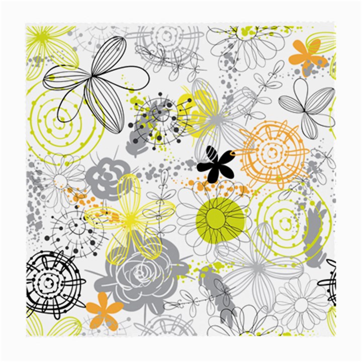 Doodle Flowers Hand Drawing Pattern Medium Glasses Cloth (2 Sides)