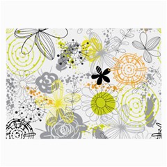 Doodle Flowers Hand Drawing Pattern Large Glasses Cloth by danenraven