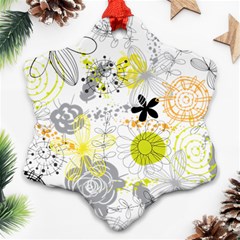 Doodle Flowers Hand Drawing Pattern Ornament (snowflake) by danenraven