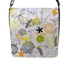 Doodle Flowers Hand Drawing Pattern Flap Closure Messenger Bag (l) by danenraven