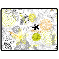 Doodle Flowers Hand Drawing Pattern Double Sided Fleece Blanket (large)  by danenraven