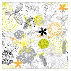 Doodle Flowers Hand Drawing Pattern Square Satin Scarf (36  X 36 ) by danenraven