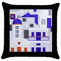 Background Santorini Greece Throw Pillow Case (black) by Ravend