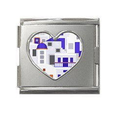 Background Santorini Greece Mega Link Heart Italian Charm (18mm) by Ravend