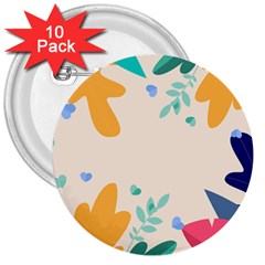 Border Leaves Design Frame 3  Buttons (10 Pack)  by Ravend