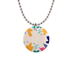 Border Leaves Design Frame 1  Button Necklace by Ravend