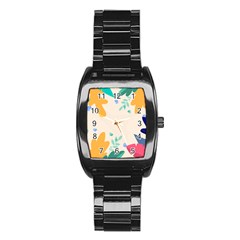 Border Leaves Design Frame Stainless Steel Barrel Watch by Ravend