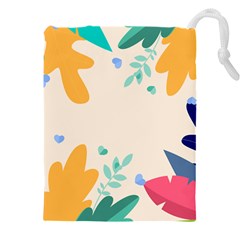 Border Leaves Design Frame Drawstring Pouch (4xl) by Ravend