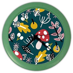 Autumn Nature Sheets Forest Color Wall Clock by Ravend