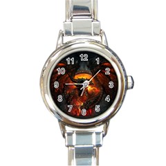 Red And Black Dragon Fire Round Italian Charm Watch by danenraven