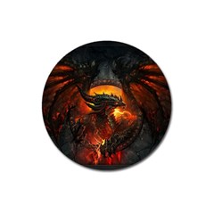 Red And Black Dragon Fire Magnet 3  (round) by danenraven