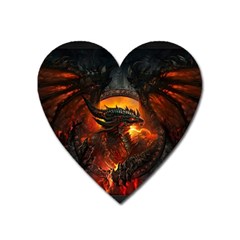 Red And Black Dragon Fire Heart Magnet by danenraven