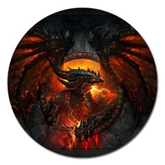 Red And Black Dragon Fire Magnet 5  (round) by danenraven