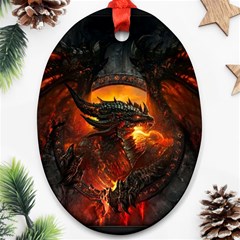 Red And Black Dragon Fire Oval Ornament (two Sides) by danenraven