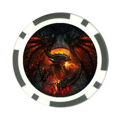 Red And Black Dragon Fire Poker Chip Card Guard by danenraven