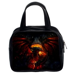 Red And Black Dragon Fire Classic Handbag (two Sides) by danenraven