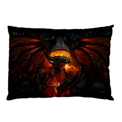 Red And Black Dragon Fire Pillow Case by danenraven