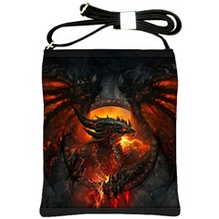 Red And Black Dragon Fire Shoulder Sling Bag by danenraven