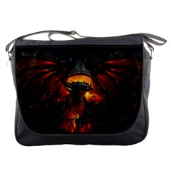 Red And Black Dragon Fire Messenger Bag by danenraven