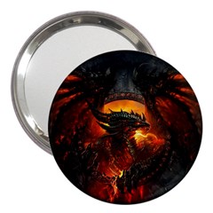 Red And Black Dragon Fire 3  Handbag Mirrors by danenraven